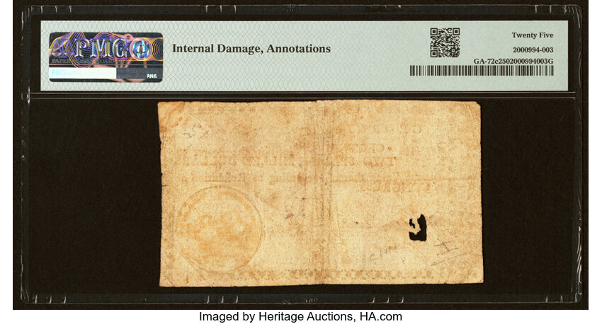 image for: Georgia 1776 $2 Floating Jugs Orange Seal PMG Very Fine 25....