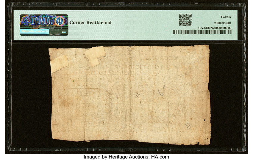 image for: Georgia 1776 $5 PMG Very Fine 20 Net....