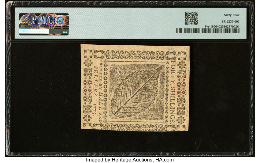 image for: Pennsylvania July 20, 1775 40s PMG Choice Uncirculated 64....
