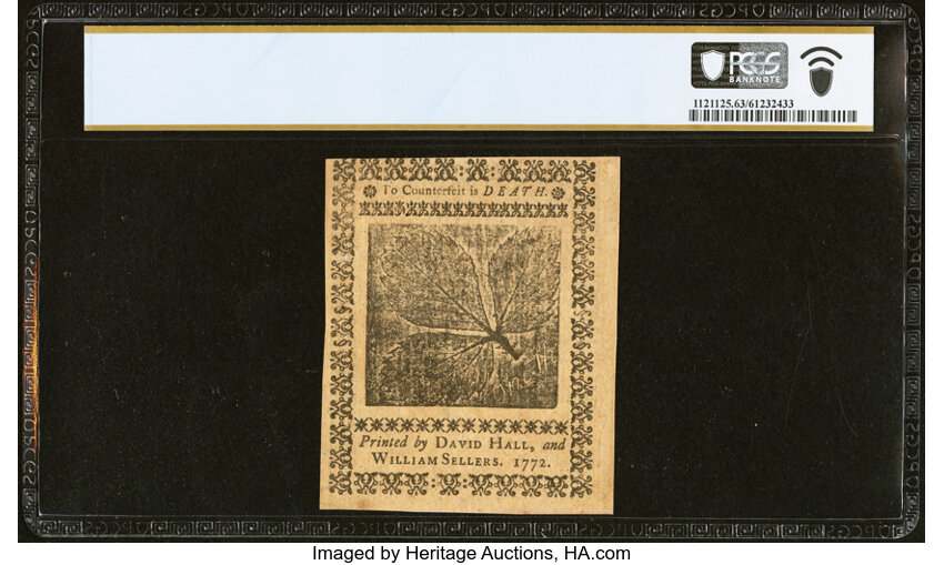 image for: Pennsylvania April 3, 1772 1s PCGS Banknote Choice Unc 63....