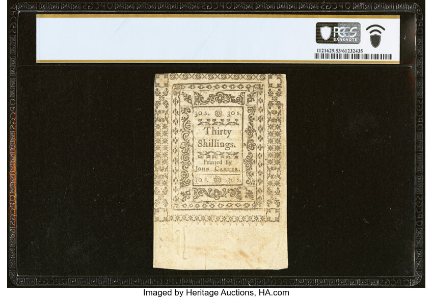 image for: Rhode Island January 15, 1776 30s PCGS Banknote About Unc 53....