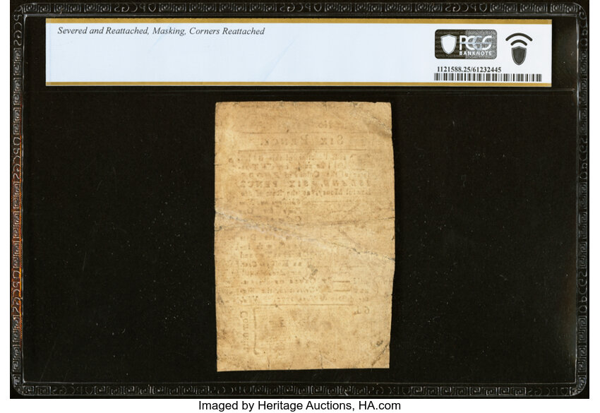 image for: Rhode Island June 16, 1775 6d PCGS Banknote Very Fine 25 Details....