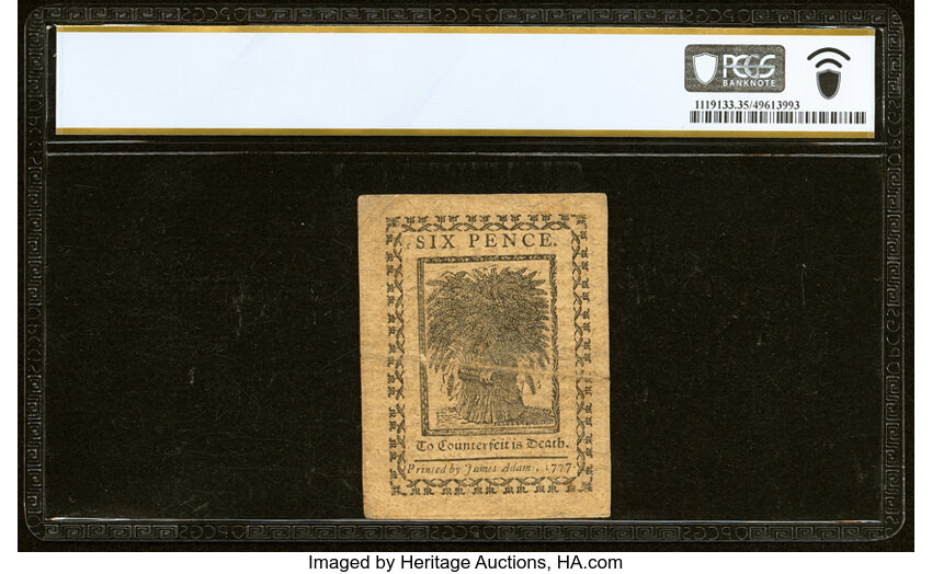 image for: Delaware May 1, 1777 6d PCGS Banknote Choice VF 35....