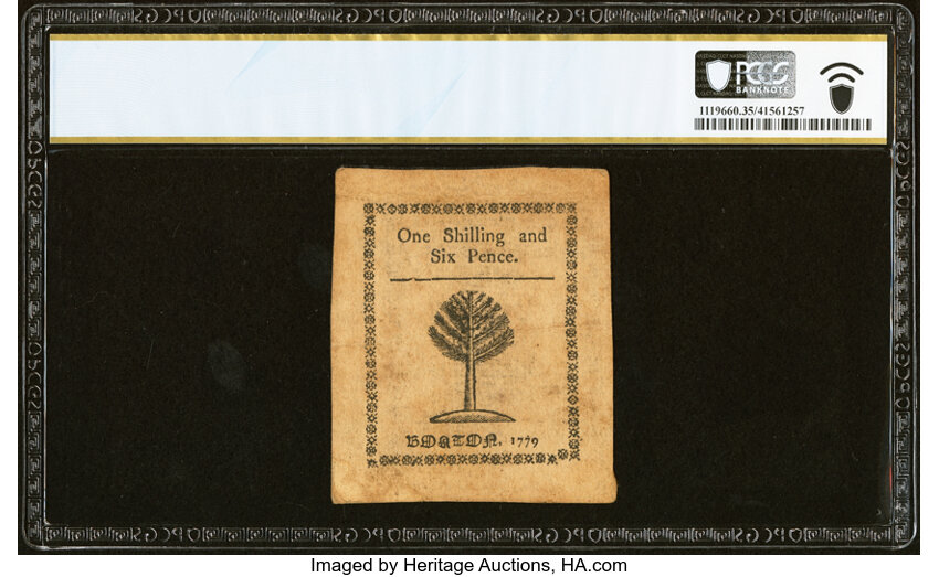 image for: Massachusetts 1779 1s 6d PCGS Banknote Choice VF 35....