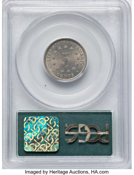 image for: 1883 Shield 5c PCGS MS63