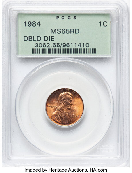 image for: 1984 1C Doubled Die Obverse, Doubled Ear, FS-101, MS65 Red PCGS. Housed in a Generation 3.1 green label holder.  CDN: $200 ...
