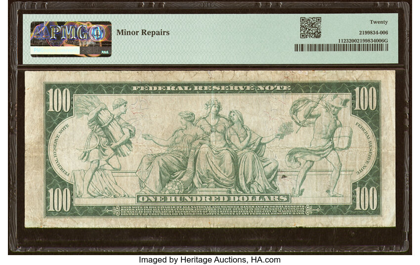 image for: Fr. 1123 $100 1914 Federal Reserve Note PMG Very Fine 20....