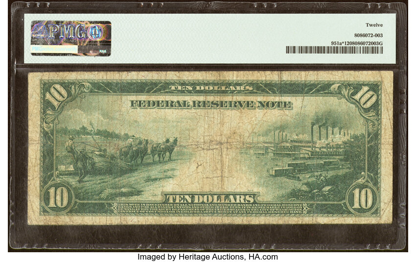 image for: Fr. 951a* $10 1914 Federal Reserve Star Note PMG Fine 12....