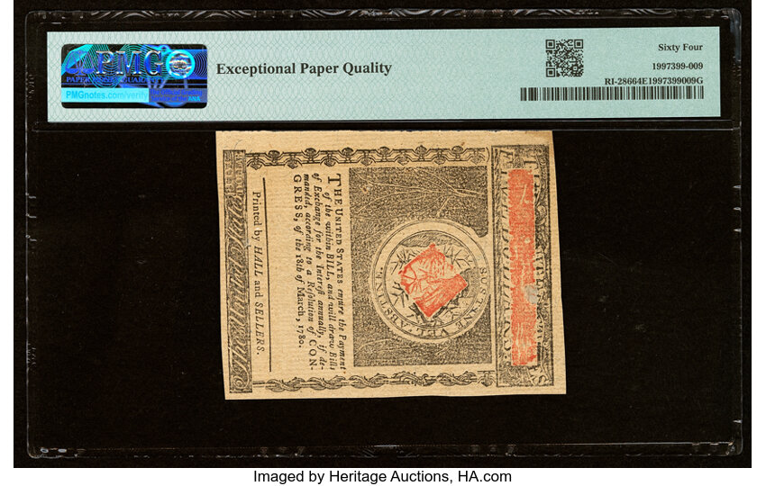 image for: Rhode Island July 2, 1780 $5 Remainder PMG Choice Uncirculated 64 EPQ....