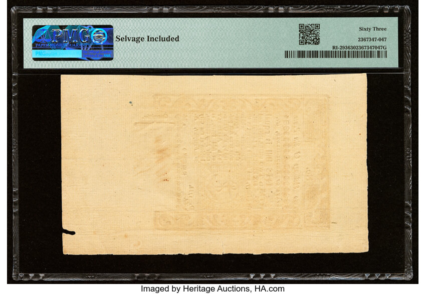 image for: Rhode Island May 1786 2s 6d PMG Choice Uncirculated 63....