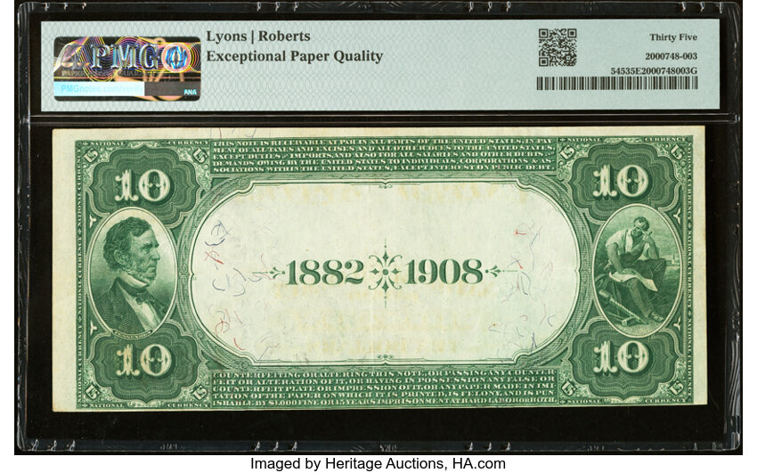 image for: Boston, MA - $10 1882 Date Back Fr. 545 The National Shawmut Bank Ch. # (N)5155 PMG Choice Very Fine 35 EPQ....