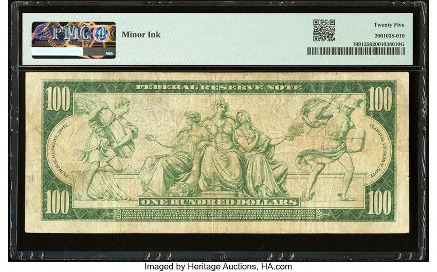 image for: Fr. 1091 $100 1914 Federal Reserve Note PMG Very Fine 25....