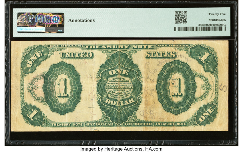 image for: Fr. 350 $1 1891 Treasury Note PMG Very Fine 25....