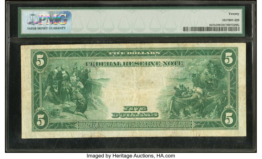 image for: Fr. 841b $5 1914 Red Seal Federal Reserve Note PMG Very Fine 20....