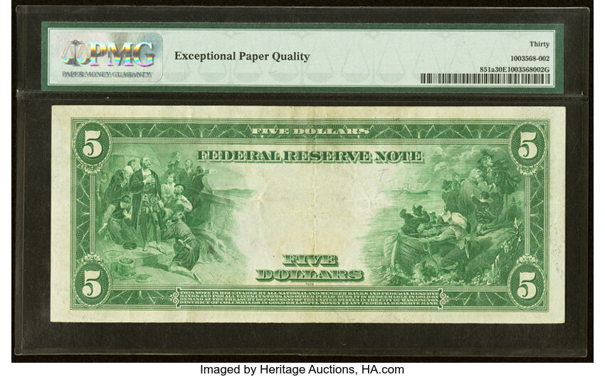 image for: Fr. 851a $5 1914 Federal Reserve Note PMG Very Fine 30 EPQ....