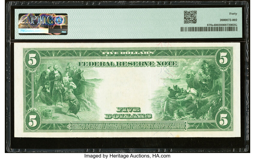 image for: Fr. 879a $5 1914 Federal Reserve Note PMG Extremely Fine 40....