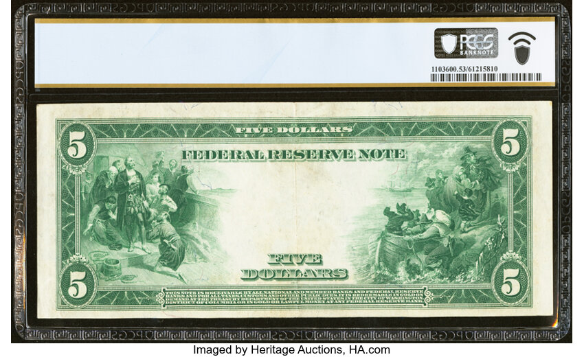image for: Fr. 891a $5 1914 Federal Reserve Note PCGS Banknote About Unc 53....
