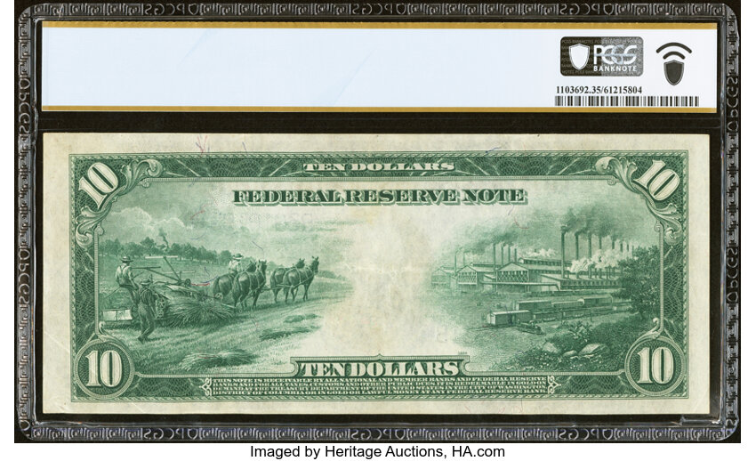 image for: Fr. 911a $10 1914 Federal Reserve Note PCGS Banknote Choice VF 35 PPQ....