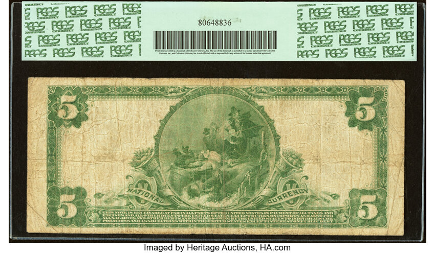image for: Tampa, FL - $5 1902 Plain Back Fr. 599 The First National Bank Ch. # 3497 PCGS Fine 12....
