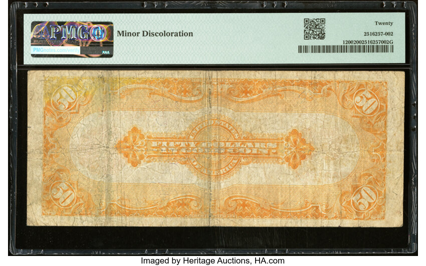 image for: Fr. 1200 $50 1922 Gold Certificate PMG Very Fine 20....