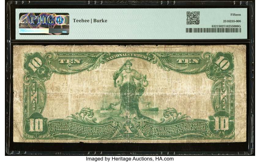 image for: Logansport, IN - $10 1902 Plain Back Fr. 632 The City National Bank Ch. # 5076 PMG Choice Fine 15....