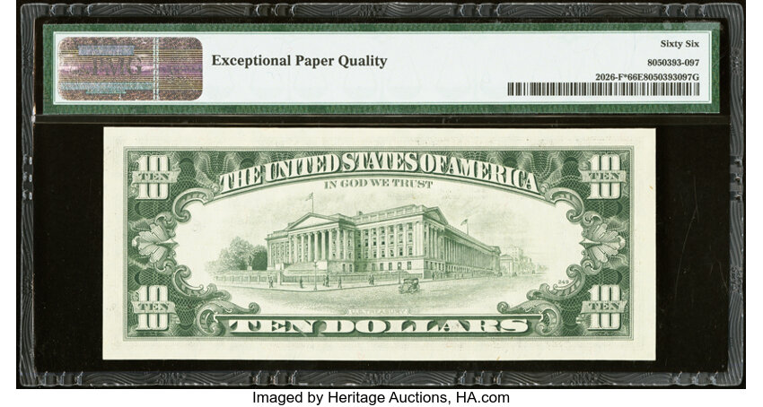 image for: Fr. 2026-F* $10 1981A Federal Reserve Star Note. PMG Gem Uncirculated 66 EPQ....