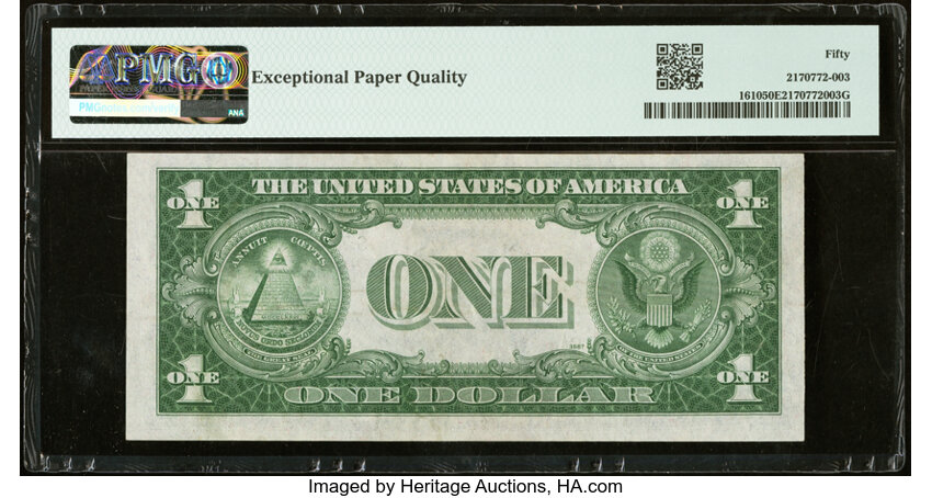image for: Fr. 1610 $1 1935A S Silver Certificate. PMG About Uncirculated 50 EPQ....