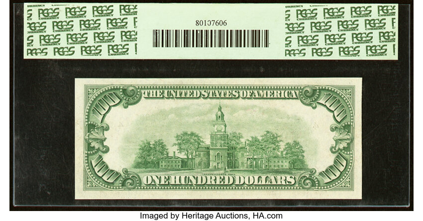 image for: Fr. 2157-D* $100 1950 Mule Federal Reserve Star Note. PCGS Choice About New 55....