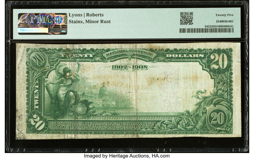 image for: Rockville, MD - $20 1902 Date Back Fr. 642 The Montgomery County National Bank Ch. # (E)3187 PMG Very Fine 25....