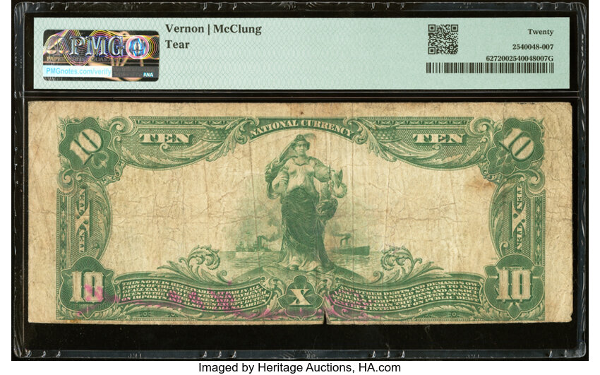 image for: Baton Rouge, LA - $10 1902 Plain Back Fr. 627 The Louisiana National Bank Ch. # 9834 PMG Very Fine 20....