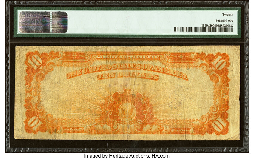 image for: Fr. 1170a $10 1907 Gold Certificate PMG Very Fine 20....