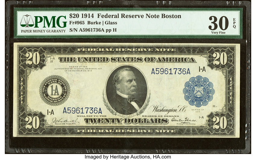 image for: Fr. 965 $20 1914 Federal Reserve Note PMG Very Fine 30 EPQ....