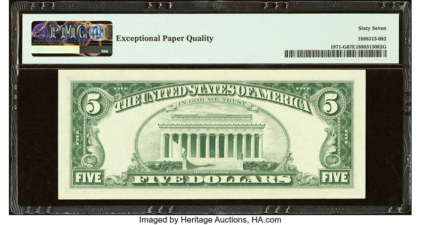 image for: Fr. 1971-G $5 1969B Federal Reserve Note. PMG Superb Gem Unc 67 EPQ....