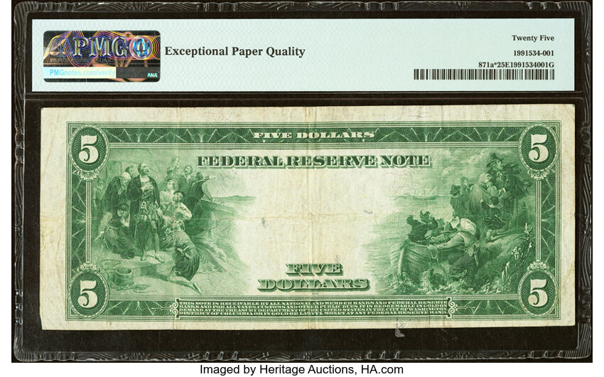 image for: Fr. 871a* $5 1914 Federal Reserve Star Note PMG Very Fine 25 EPQ....