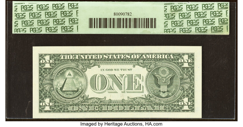 image for: Partial Descending Ladder Serial Number 06543210 Fr. 1922-H $1 1995 Federal Reserve Note. PCGS Superb Gem New 68PPQ....