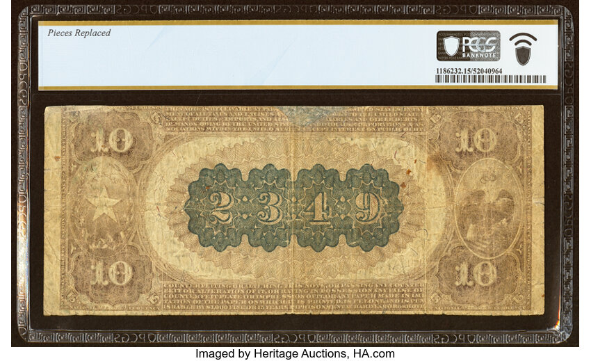 image for: Fort Worth, TX - $10 1882 Brown Back Fr. 487 The First National Bank Ch. # (S)2349 PCGS Banknote Choice Fine 15 Details....