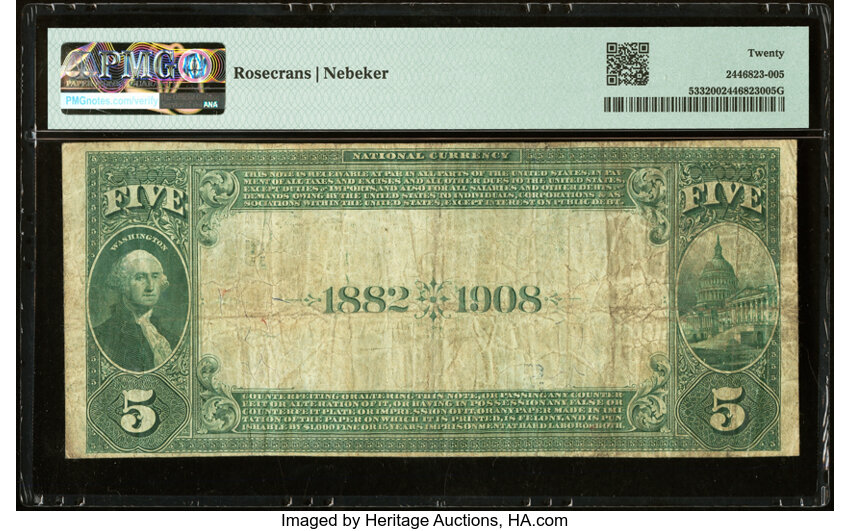 image for: Knoxville, TN - $5 1882 Date Back Fr. 533 The Holston National Bank Ch. # (S)4648 PMG Very Fine 20....
