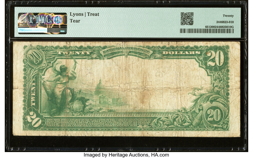 image for: Whittier, CA - $20 1902 Plain Back Fr. 651 The Whittier National Bank Ch. # 7999 PMG Very Fine 20....
