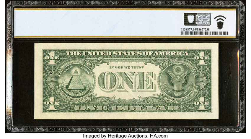 image for: Radar-Rotator Serial Number 88800888 Fr. 1916-G $1 1988A Federal Reserve Note. PCGS Banknote Choice Unc 64....