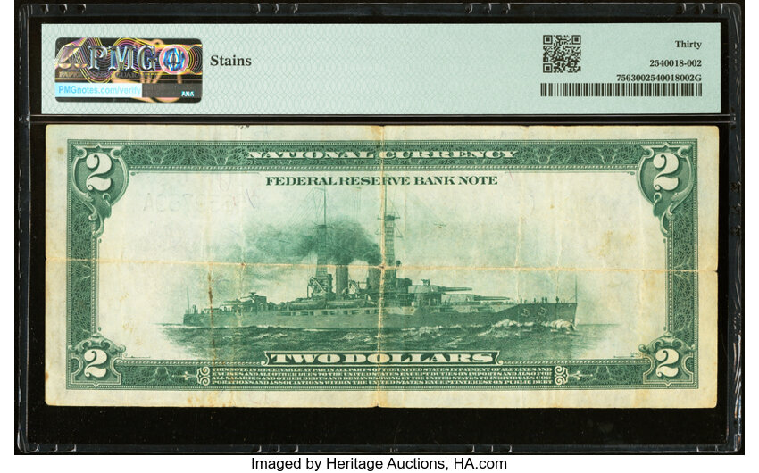 image for: Fr. 756 $2 1918 Federal Reserve Bank Note PMG Very Fine 30....