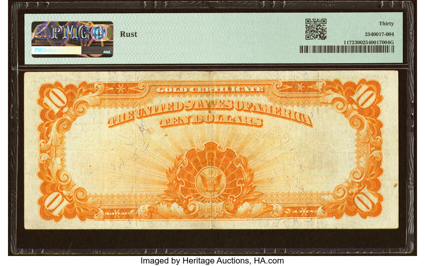 image for: Fr. 1172 $10 1907 Gold Certificate PMG Very Fine 30....