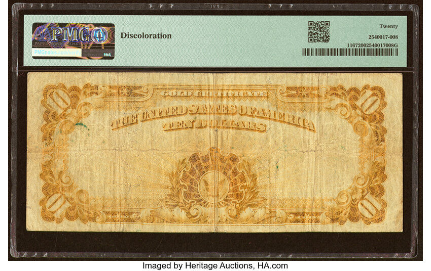 image for: Fr. 1167 $10 1907 Gold Certificate PMG Very Fine 20....