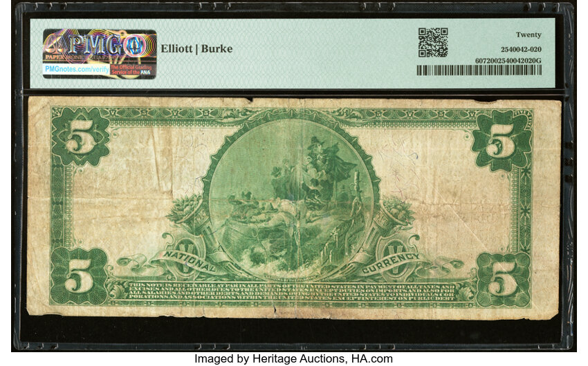 image for: Harriman, TN - $5 1902 Plain Back Fr. 607 The Harriman National Bank Ch. # 11915 PMG Very Fine 20....