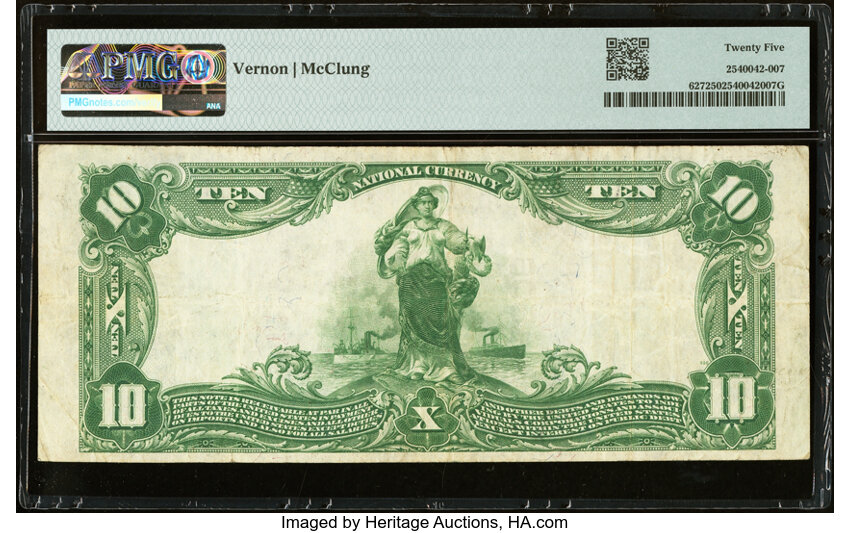 image for: Ashtabula, OH - $10 1902 Plain Back Fr. 627 The Marine National Bank Ch. # 4506 PMG Very Fine 25....