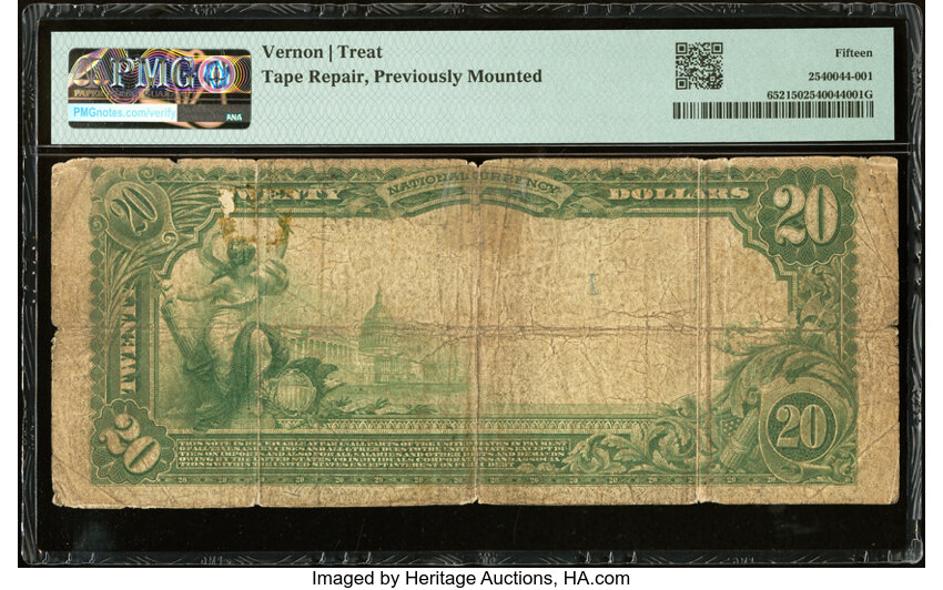 image for: North Vernon, IN - $20 1902 Plain Back Fr. 652 The North Vernon National Bank Ch. # 9122 PMG Choice Fine 15....