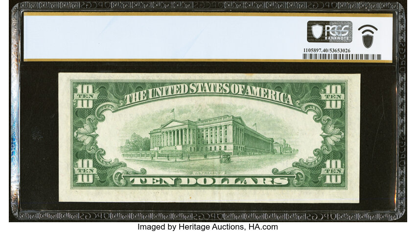 image for: Fr. 1707* $10 1953A Silver Certificate Star Note. PCGS Banknote Extremely Fine 40....