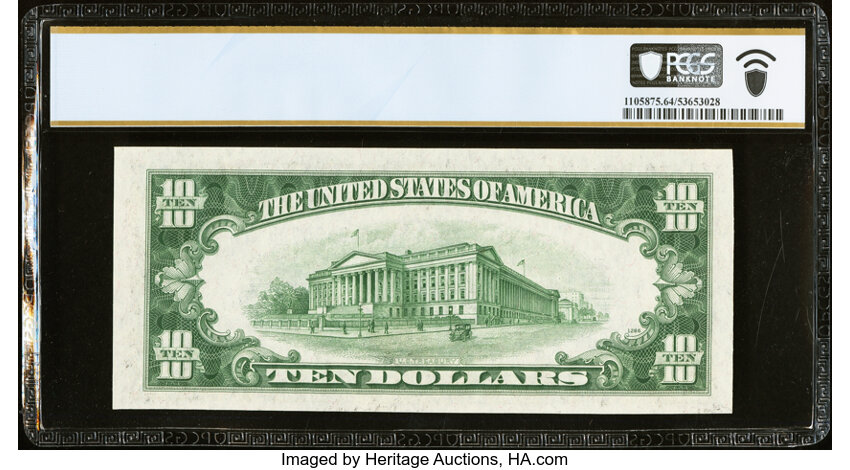 image for: Fr. 1704 $10 1934C Silver Certificate. PCGS Banknote Choice Unc 64 PPQ....