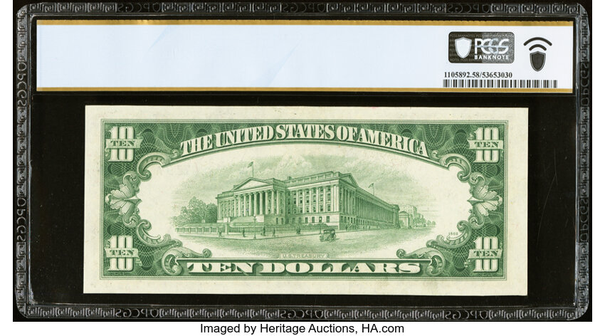 image for: Fr. 1706* $10 1953 Silver Certificate Star Note. PCGS Banknote Choice AU 58....