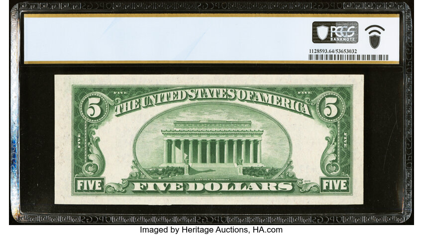 image for: Fr. 1651* $5 1934A Silver Certificate Star Note. PCGS Banknote Choice Unc 64 PPQ....