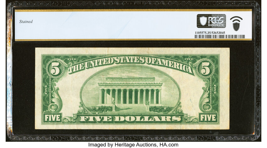image for: Fr. 1526* $5 1928A Legal Tender Star Note. PCGS Banknote Choice VF 35....